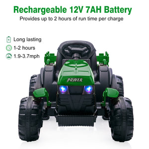 12V Battery-Powered Electric Ride-On Tractor with Trailer for Kids Trend Times 5