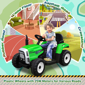 12V Electric Ride-On Tractor with Trailer for Kids and Remote Control Vehicle Toy Trend Times 10