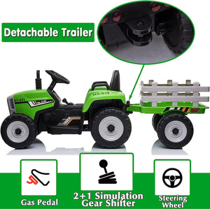 12V Electric Ride-On Tractor with Trailer for Kids and Remote Control Vehicle Toy Trend Times 9
