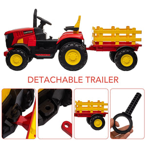 12V Electric Ride-On Tractor with Trailer for Kids Remote Control Toy Car Trend Times 2