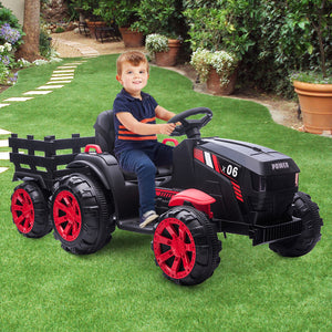 12V Electric Ride-On Tractor with Trailer for Toddlers and Kids Featuring LED Lights Trend Times 0