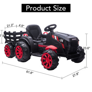 12V Electric Ride-On Tractor with Trailer for Toddlers and Kids Featuring LED Lights Trend Times 3