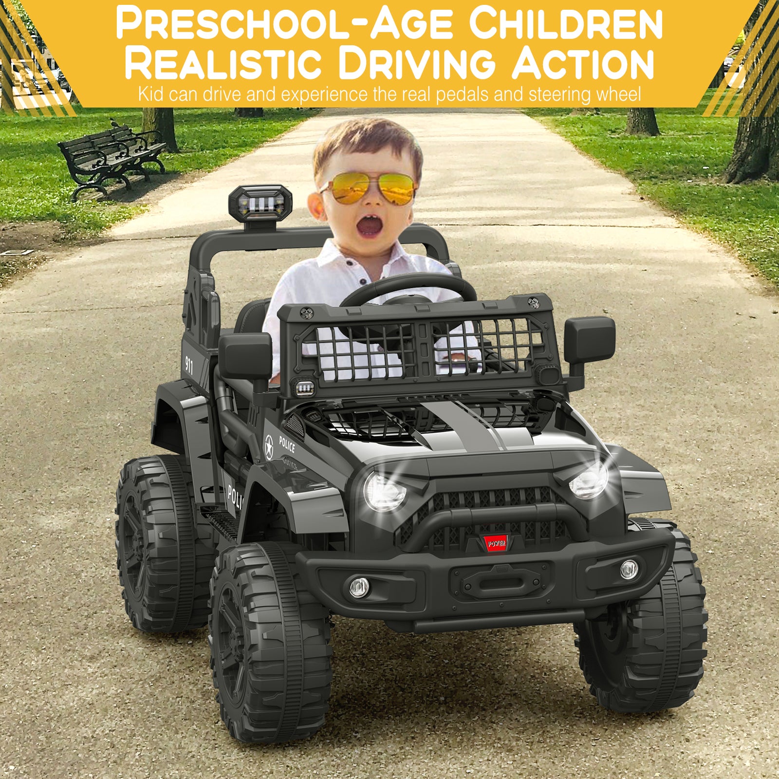 12V Electric Ride-On Truck Car with LED Lights Adjustable Speed 1-Seater Trend Times 6