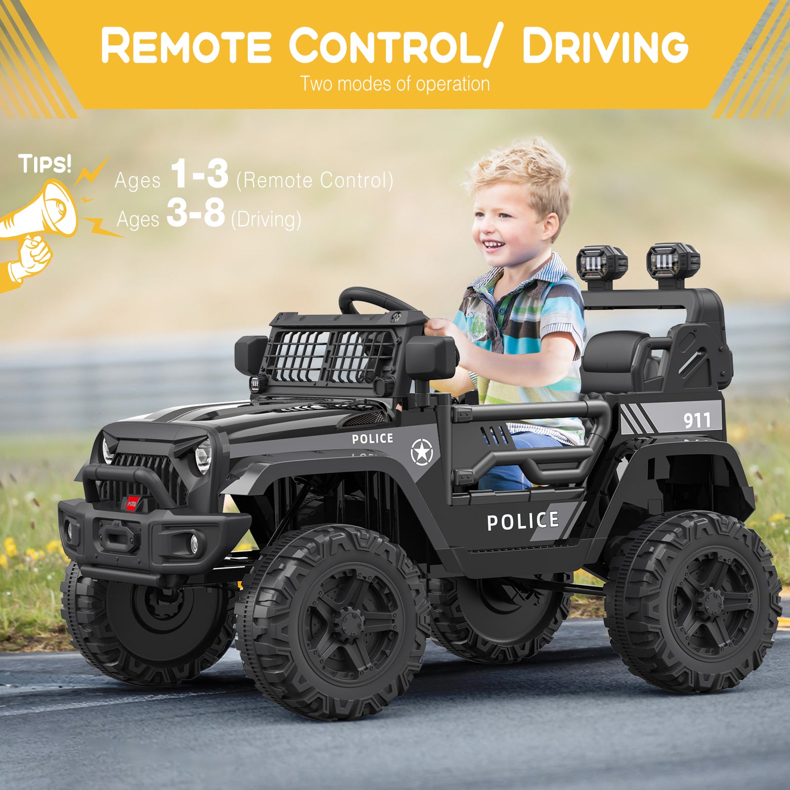 12V Electric Ride-On Truck Car with LED Lights Adjustable Speed 1-Seater Trend Times 7
