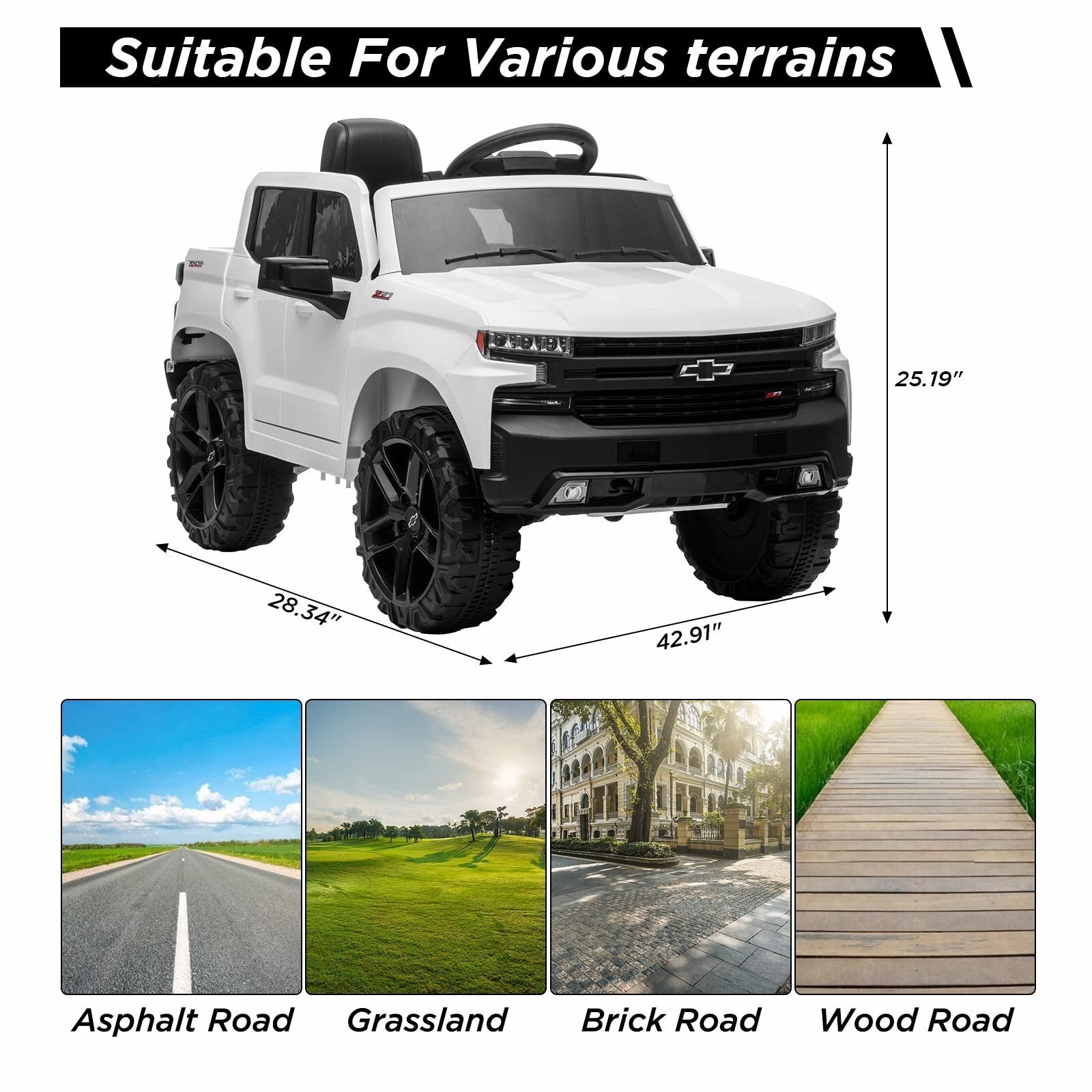 12V Licensed Chevrolet Silverado Electric Ride-On Truck with Music for Kids Trend Times 5