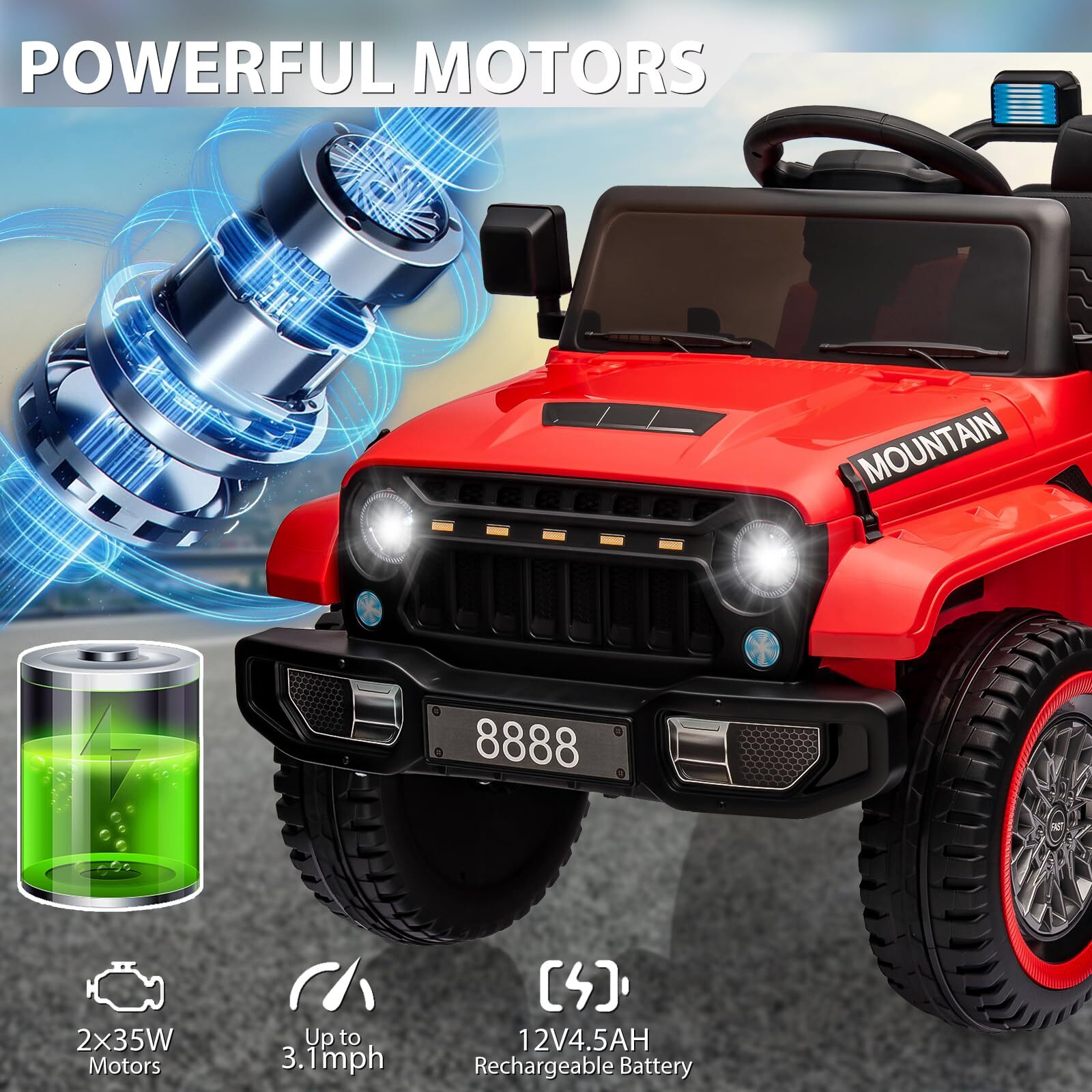 12V Electric Ride-On 4-Wheeler Truck Car for Kids with Music and 3 Speed Settings Trend Times 9