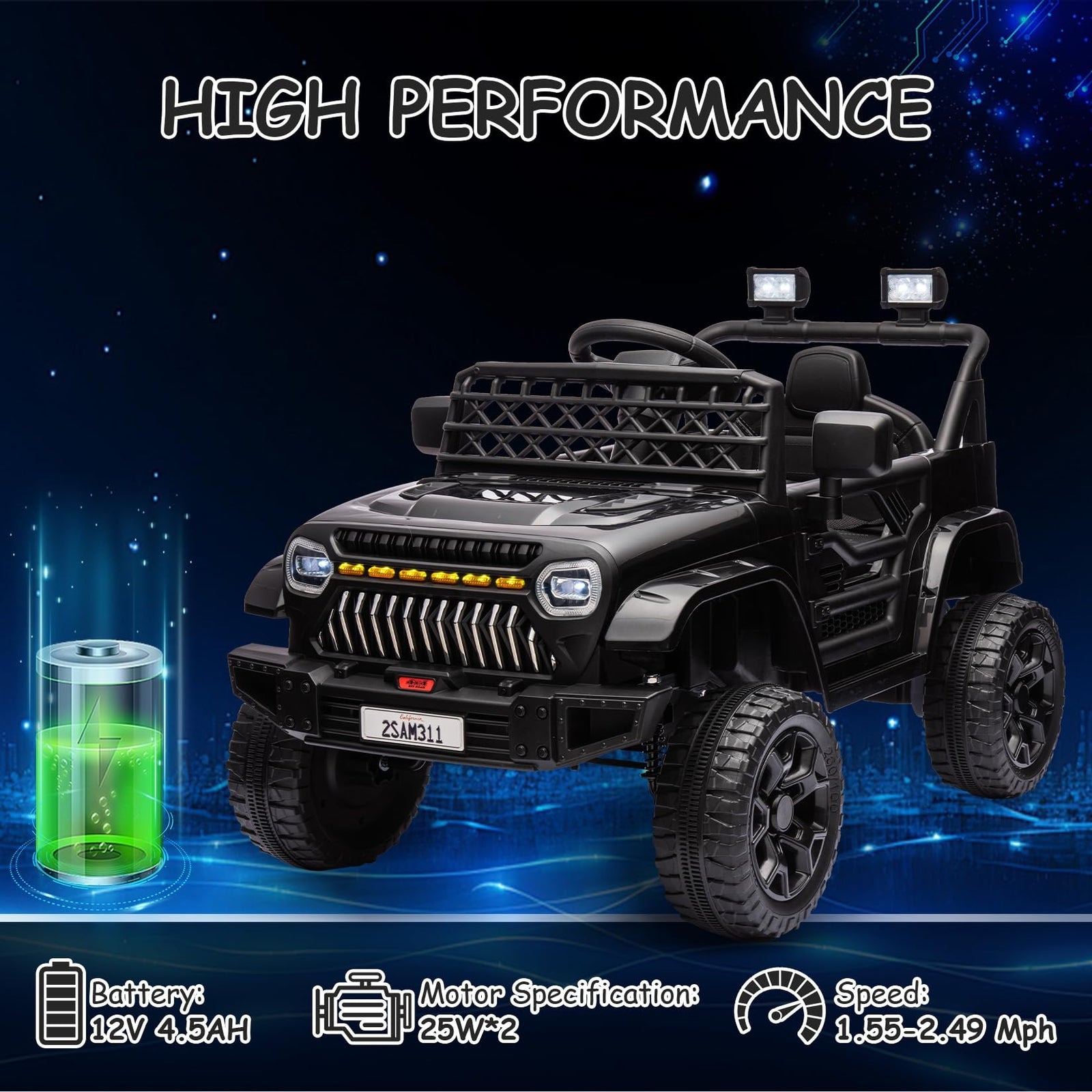 12V Kids Ride-On Truck Car with Remote Control, LED Lights, Music, and Power Wheels Trend Times 11
