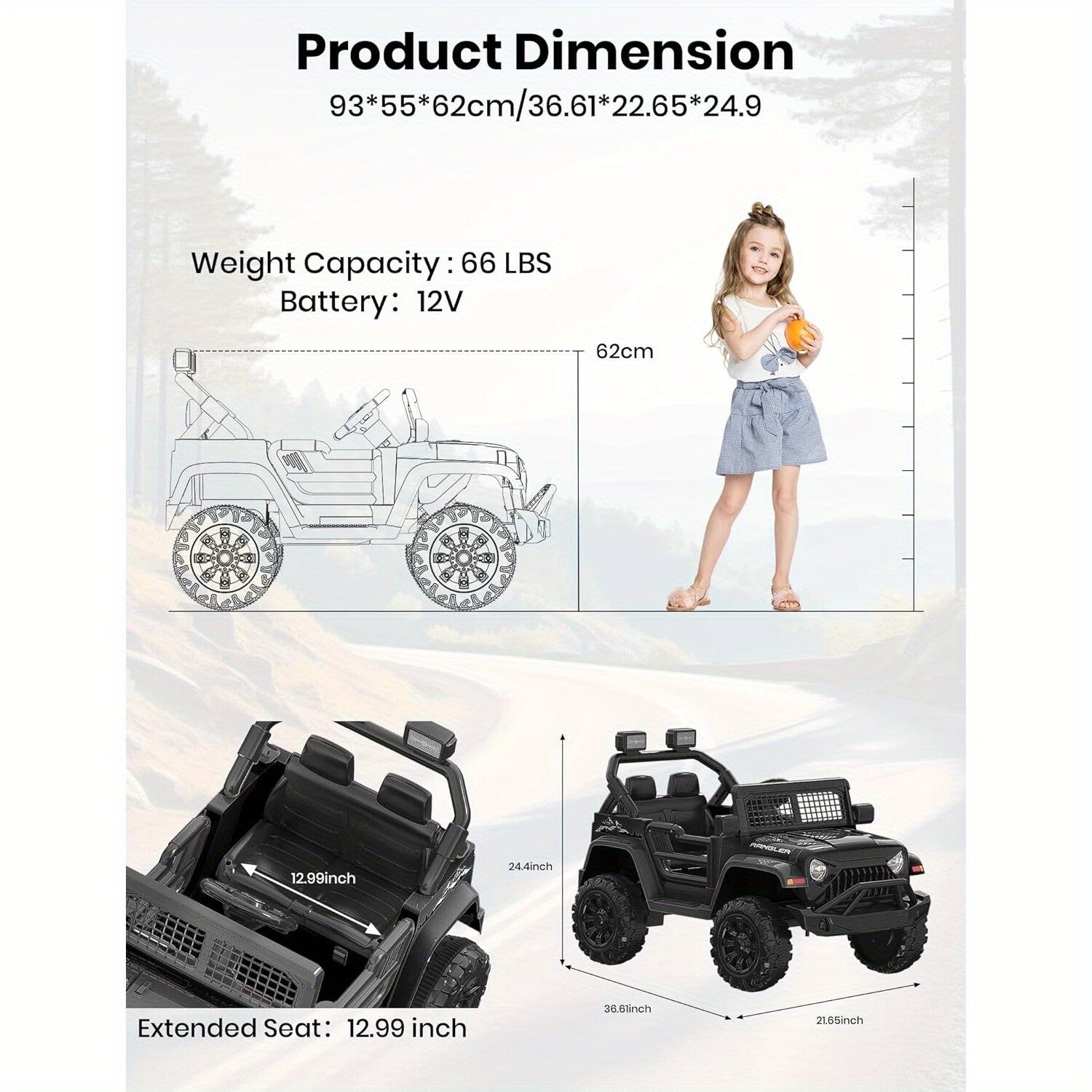 12V Electric Ride-On Truck Car with Parent Remote Control for Kids Ages 3-5 Trend Times 5