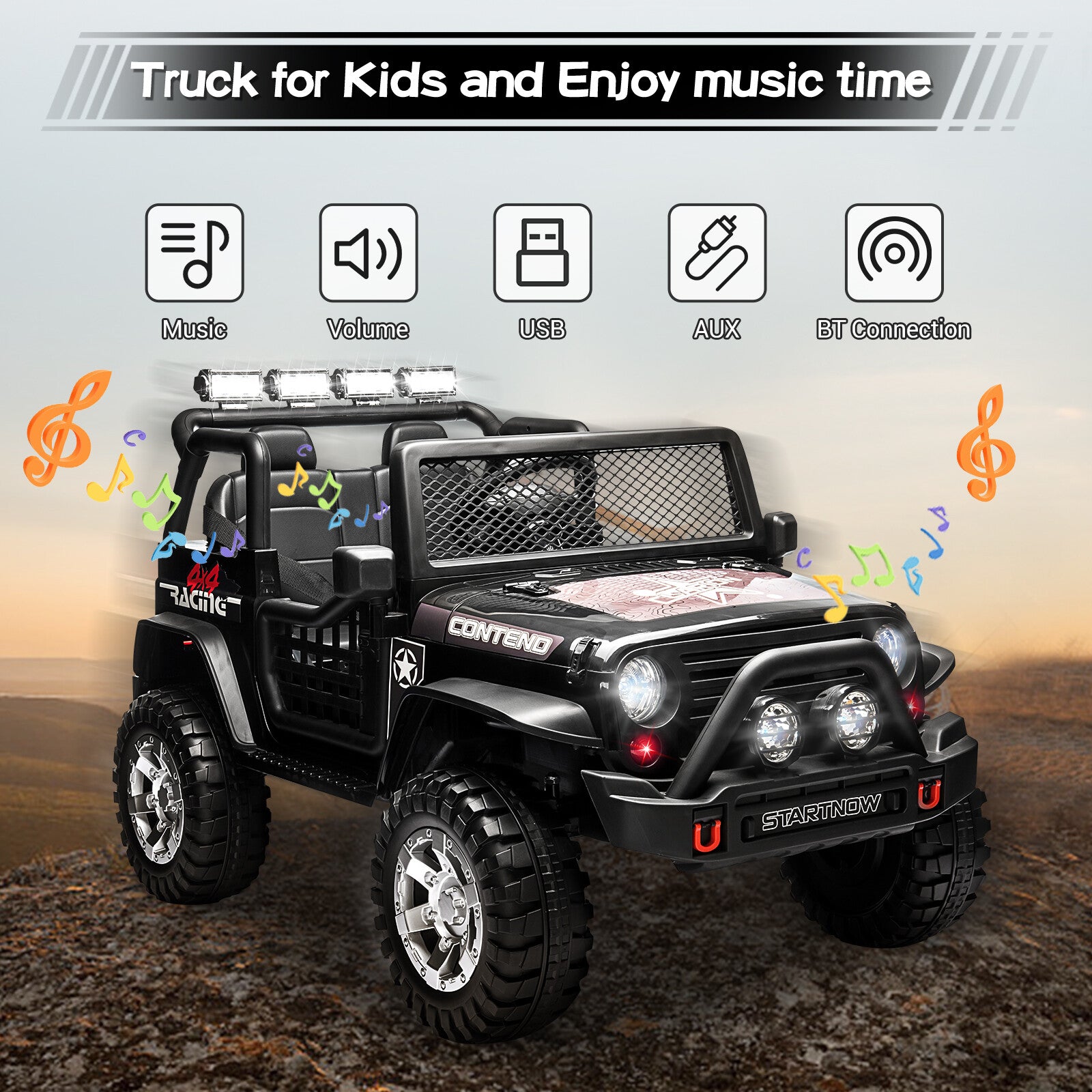 12V Electric Ride-On Off-Road Jeep Truck Toy with Remote, LED Lights, and MP3 Player Trend Times 1