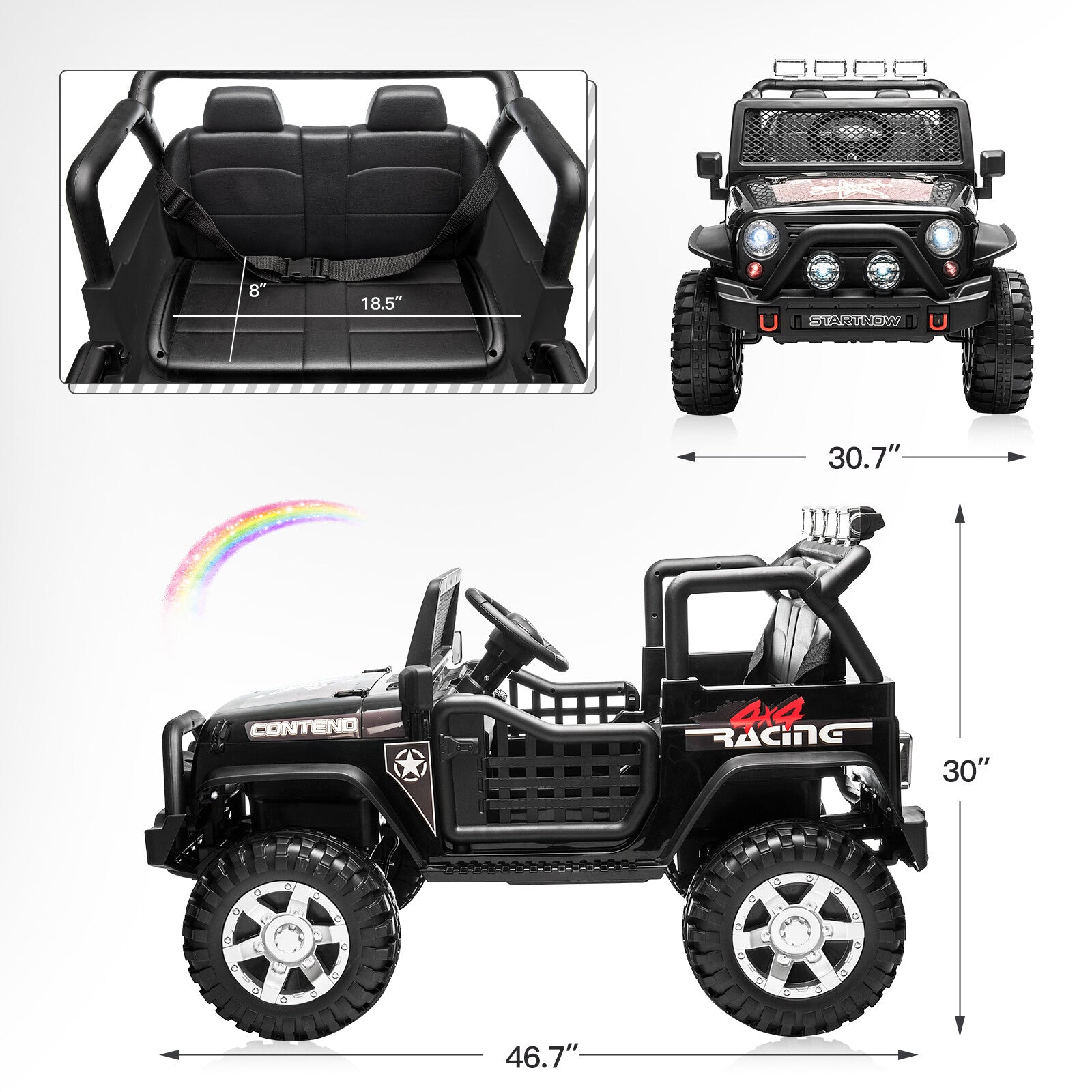 12V Electric Ride-On Off-Road Jeep Truck Toy with Remote, LED Lights, and MP3 Player Trend Times 7