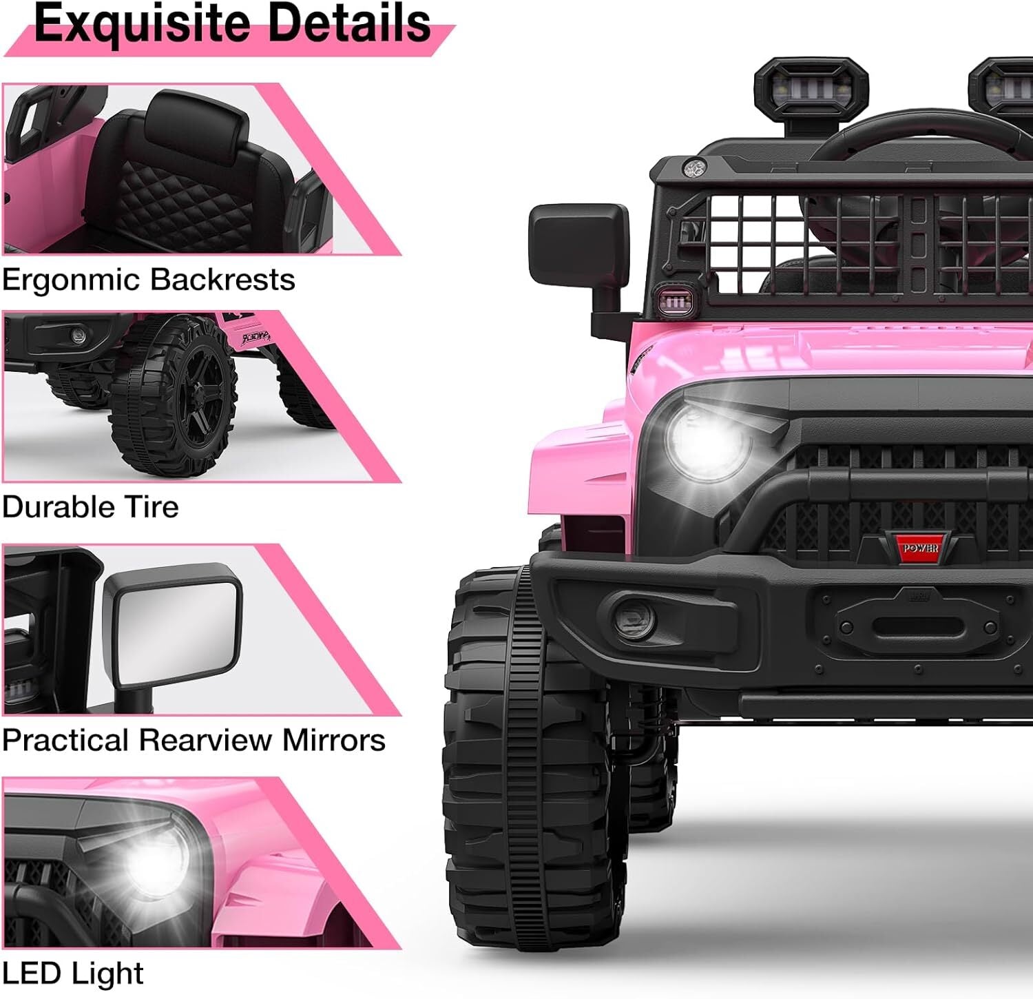 12V Electric Ride-On Truck for Kids with AUX Port, LED Lights, and 2 Speed Settings Trend Times 1