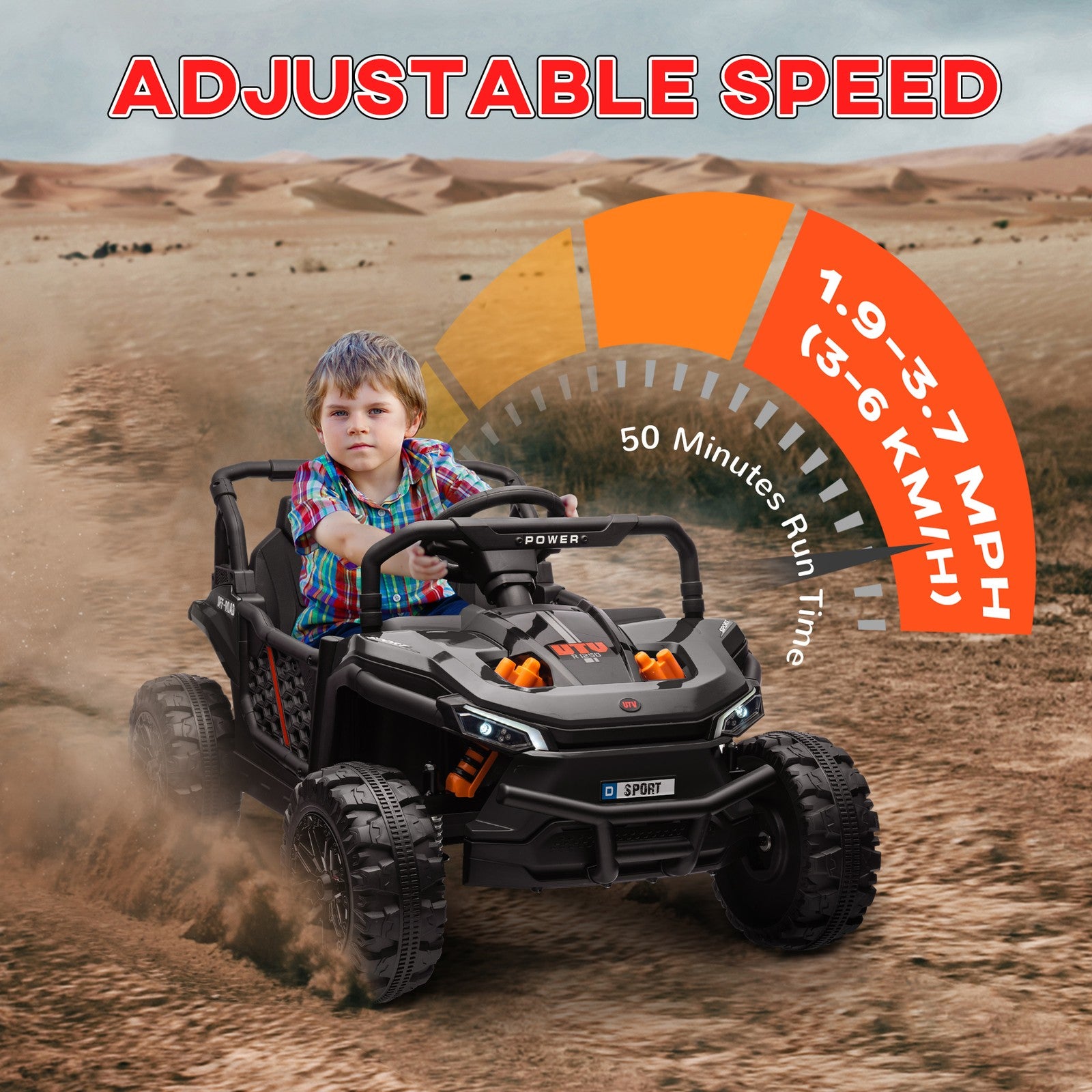 12V Ride-On UTV Truck Toy with 4-Wheel Suspension and Remote Control in Black Trend Times 6
