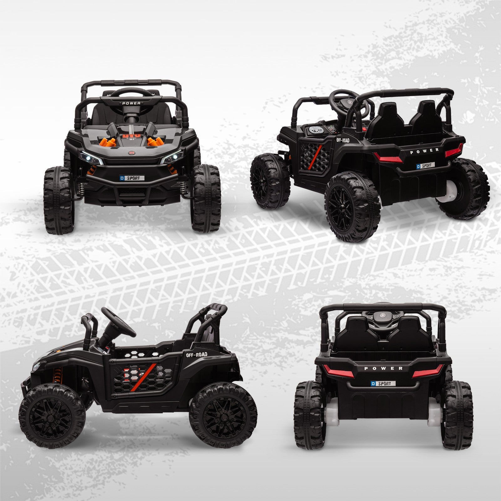 12V Ride-On UTV Truck Toy with 4-Wheel Suspension and Remote Control, Black Trend Times 10