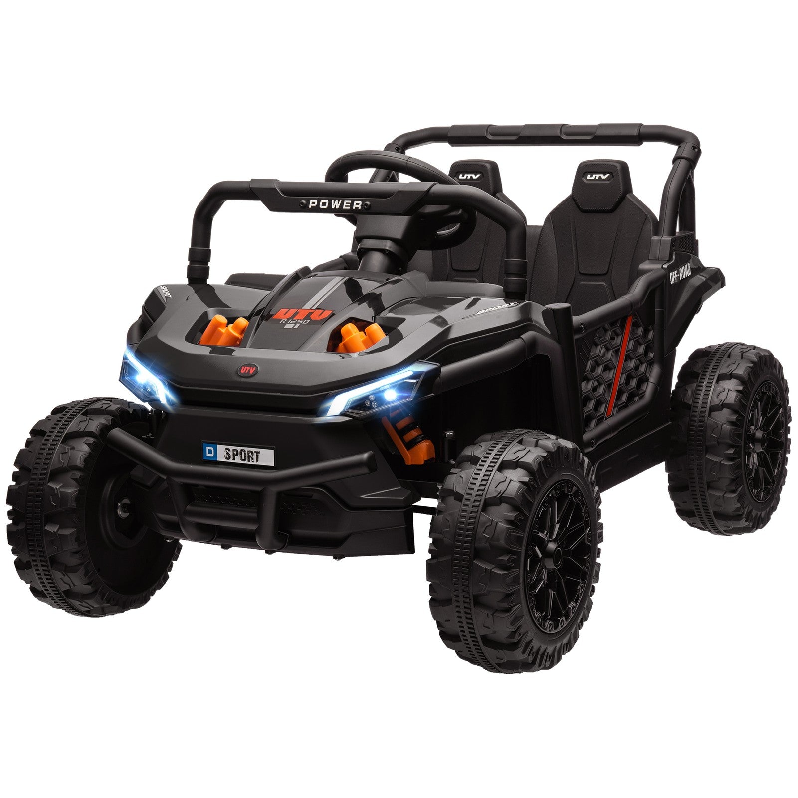 12V Ride-On UTV Truck Toy with 4-Wheel Suspension and Remote Control, Black Trend Times 3