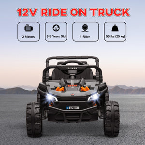 12V Ride-On UTV Truck Toy with 4-Wheel Suspension and Remote Control, Black Trend Times 4