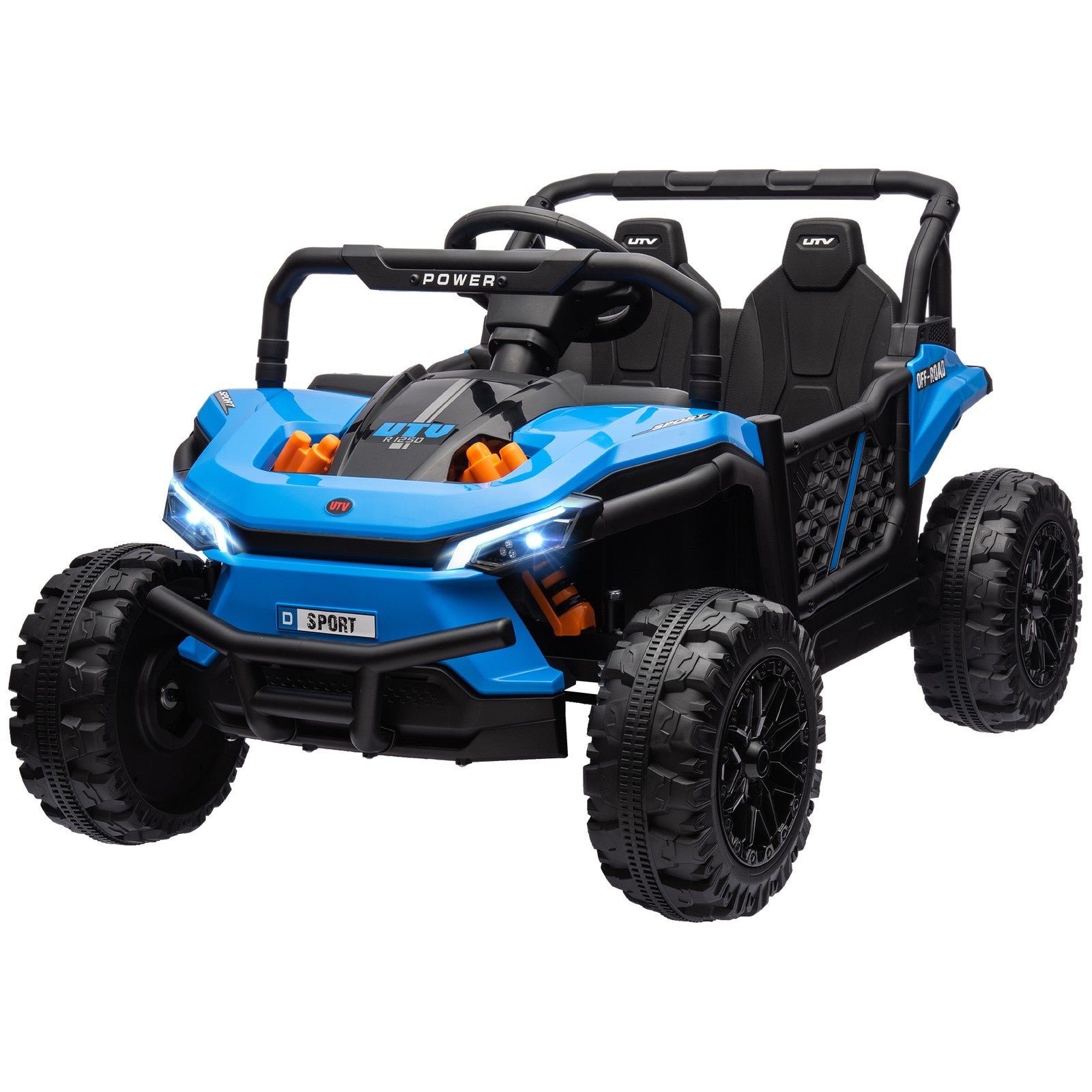 12V Ride-On UTV Truck Toy with 4-Wheel Suspension and Remote Control in Blue Trend Times 3