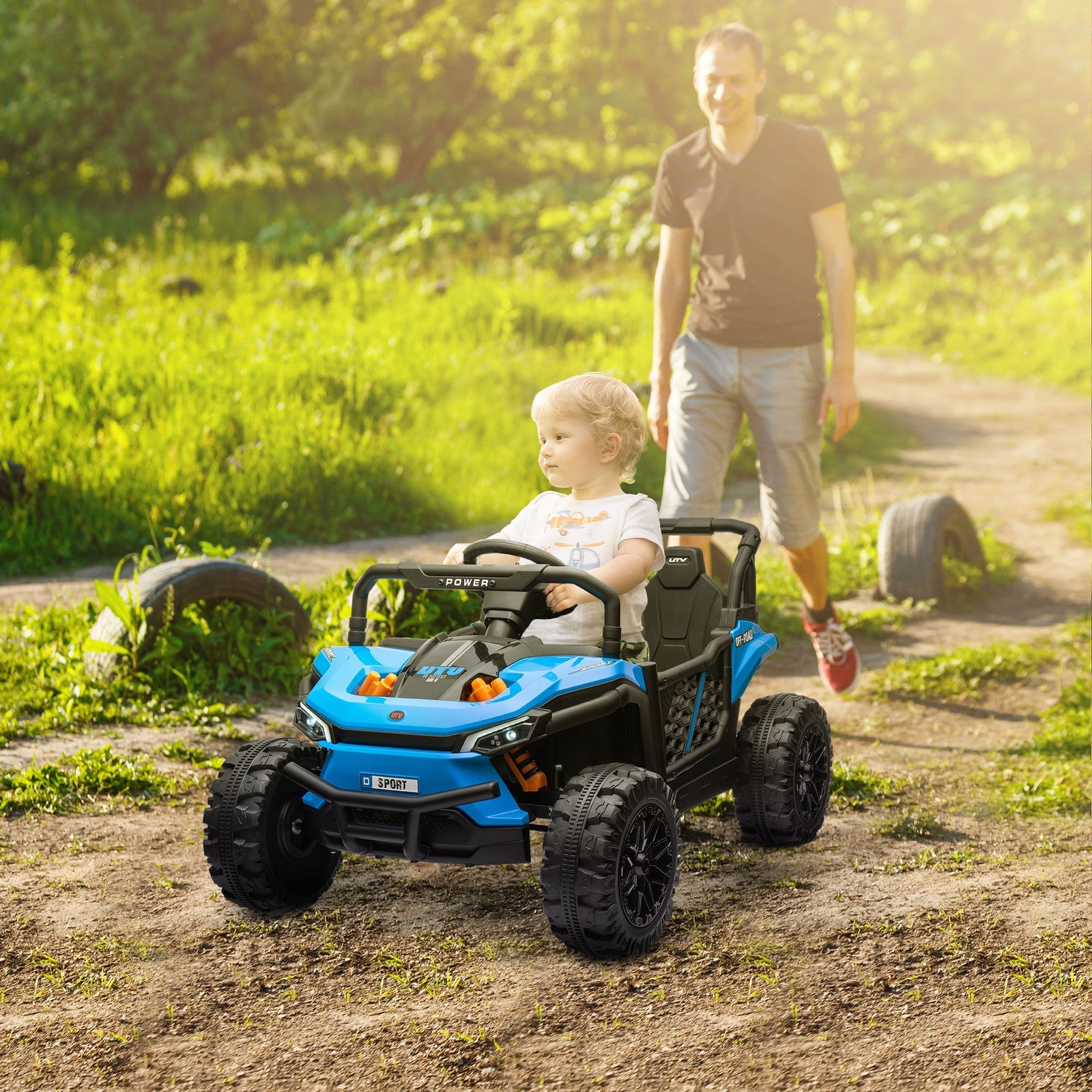 12V Ride-On UTV Truck Toy with 4-Wheel Suspension and Remote Control in Blue Trend Times Variant 0