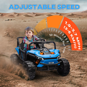 12V Ride-On UTV Truck Toy with 4-Wheel Suspension and Remote Control in Blue Trend Times 6
