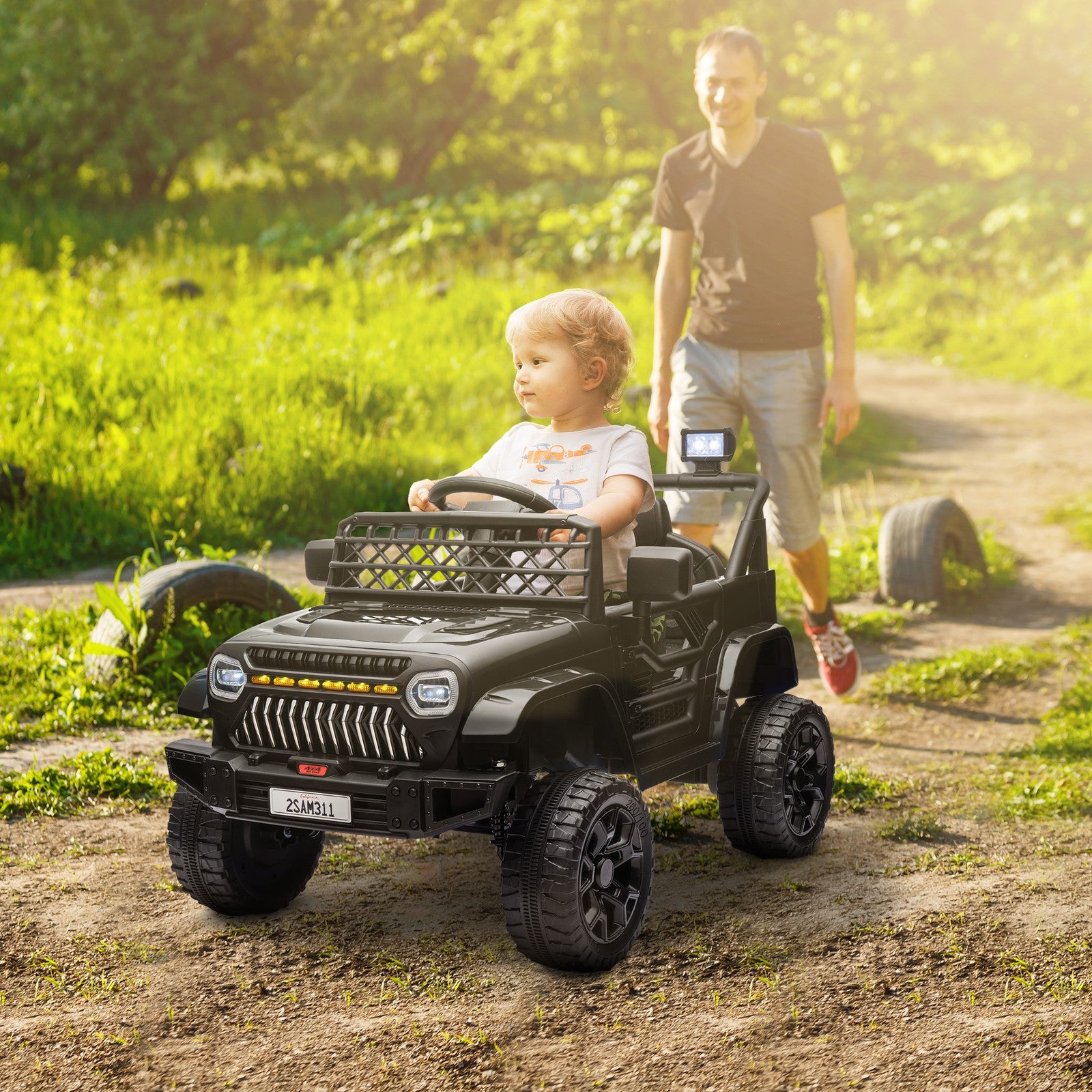 12V Ride-On Truck with Spring Suspension and Remote Control, Black Trend Times 0