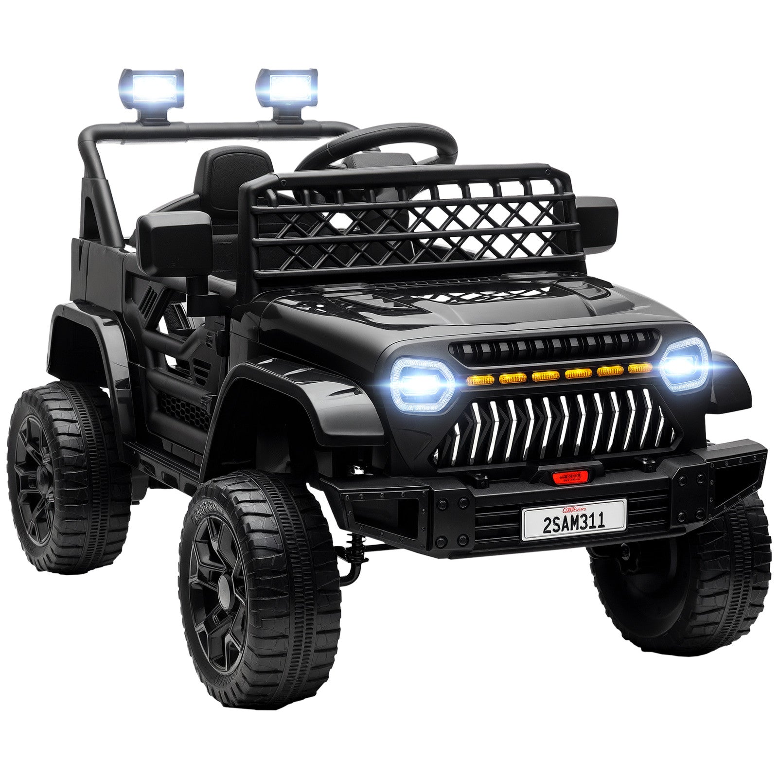 12V Ride-On Truck with Spring Suspension and Remote Control, Black Trend Times 2