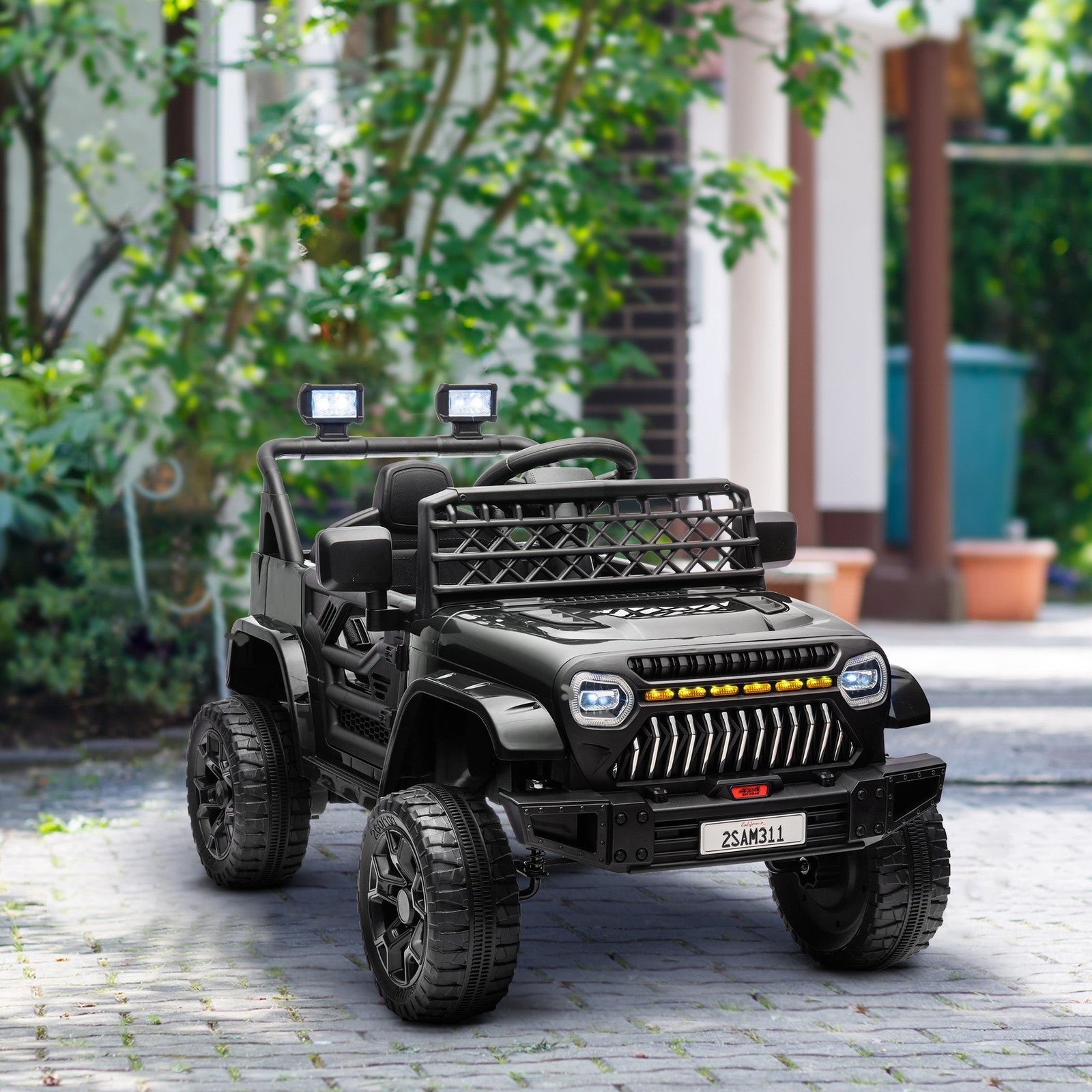 12V Ride-On Truck with Spring Suspension and Remote Control, Black Trend Times 8