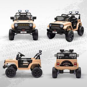 12V Ride-On Truck with Spring Suspension and Remote Control in Khaki Trend Times 10