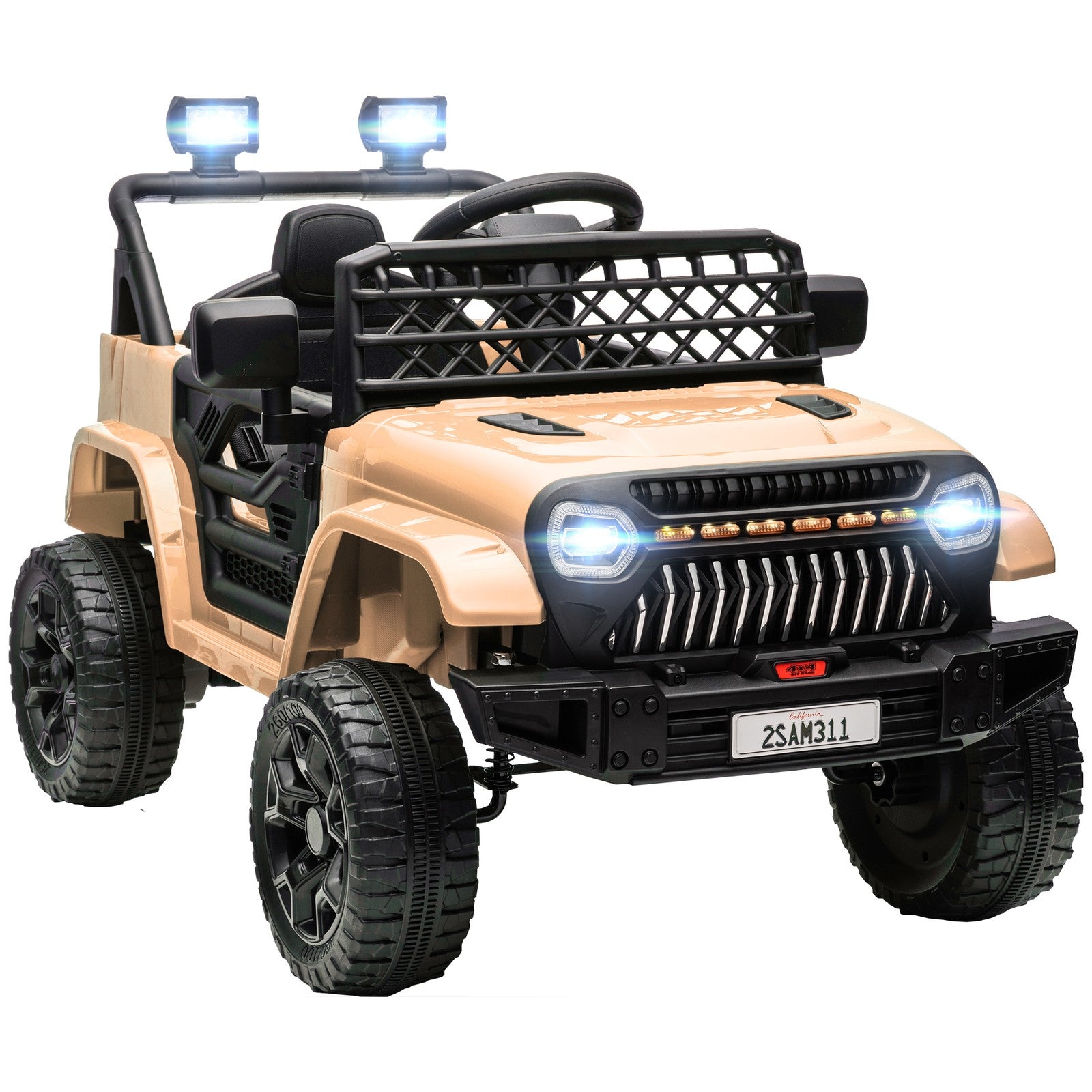 12V Ride-On Truck with Spring Suspension, Remote Control, Khaki Trend Times 0