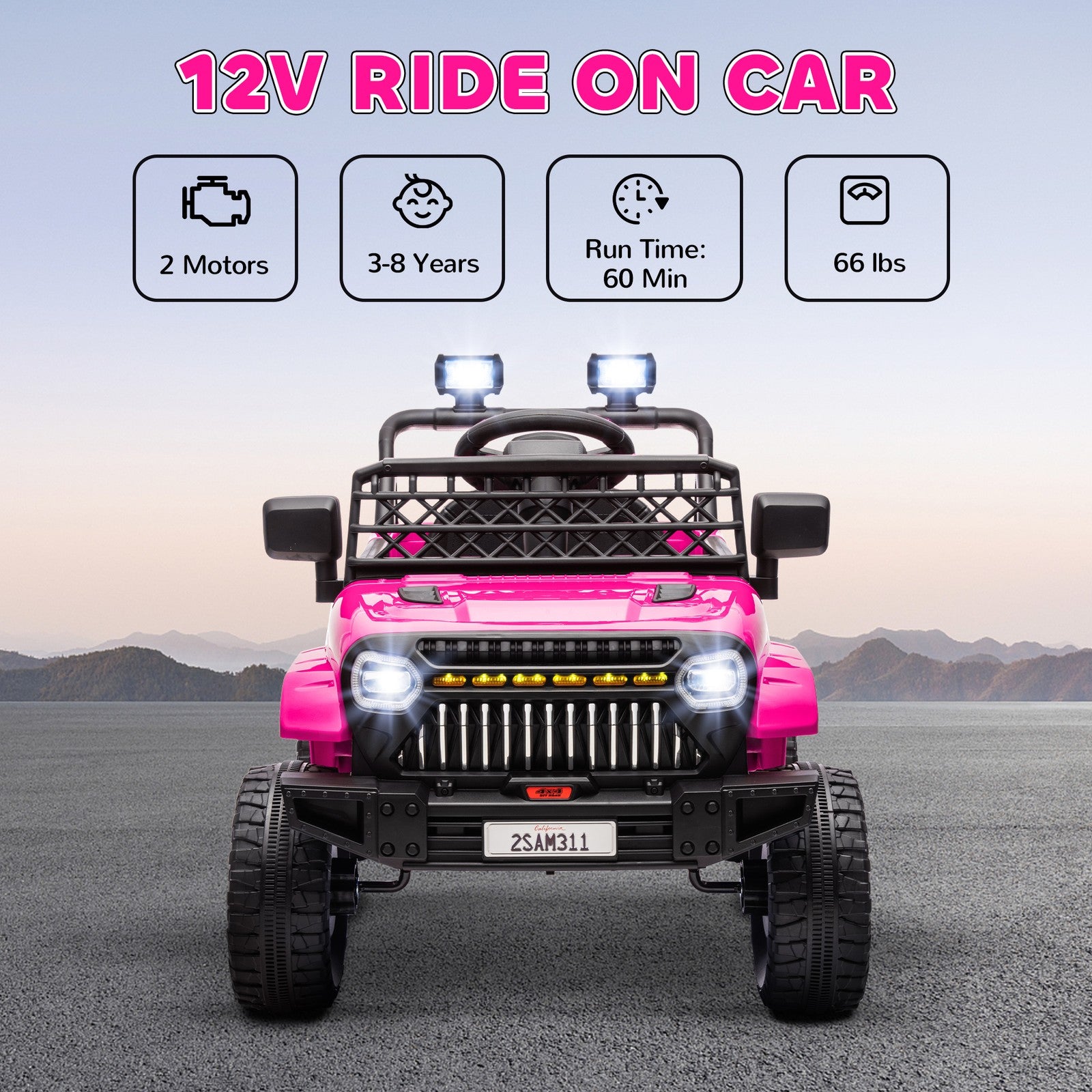 12V Pink Ride-On Truck with Spring Suspension and Remote Control Trend Times 4