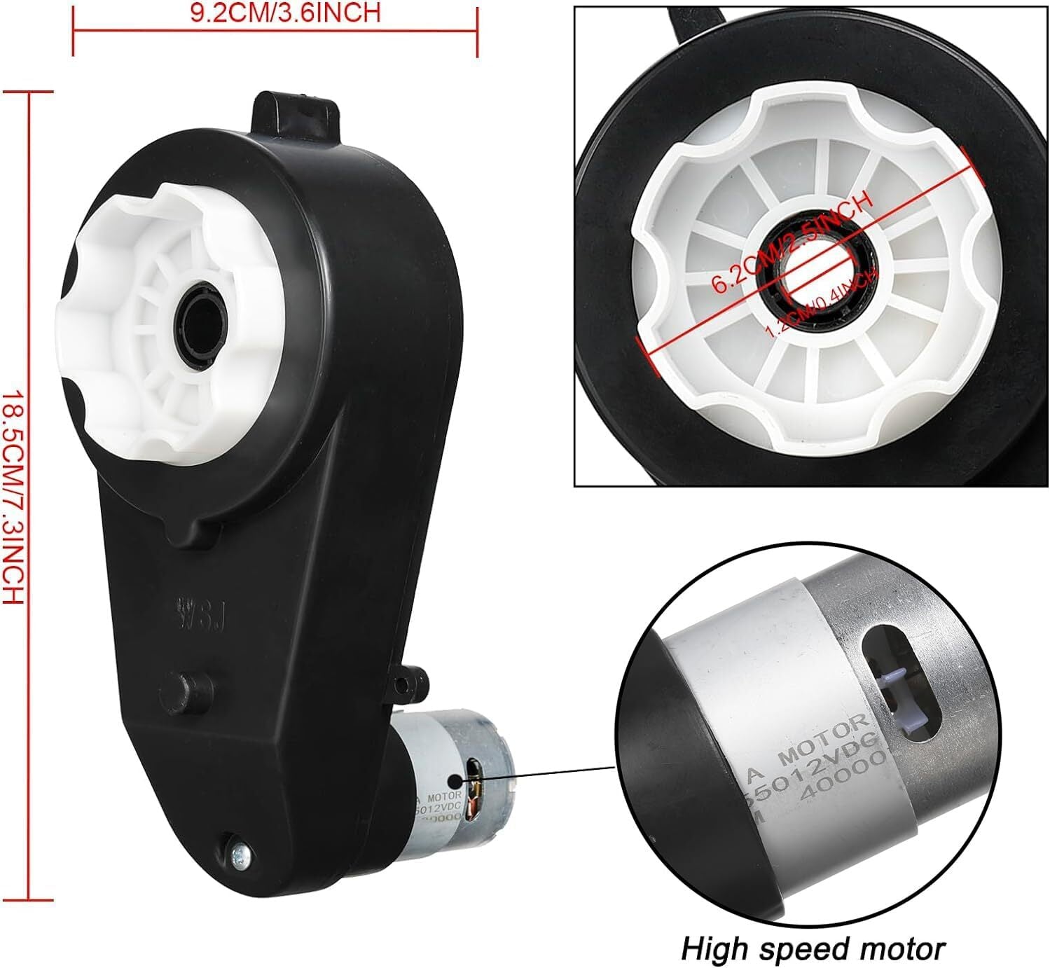 12V Ride-On Electric Vehicle Upgrade Motor Gearbox with 2 x 12V RS550 40000RPM Powered Wheels Trend Times 1