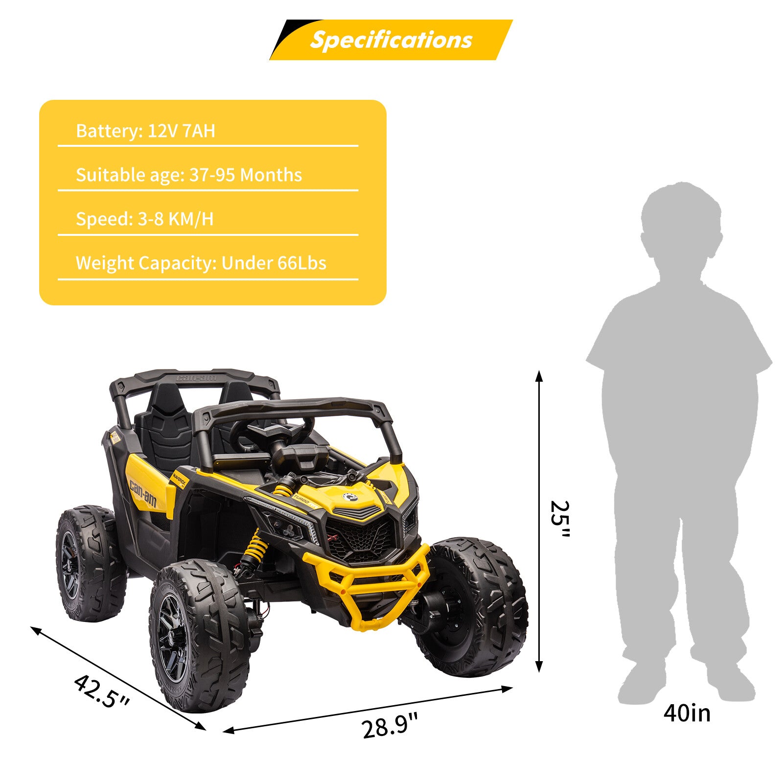 12V Licensed Can-Am Electric Off-Road UTV Ride-On Car with Remote Control and LED Lights Trend Times 1