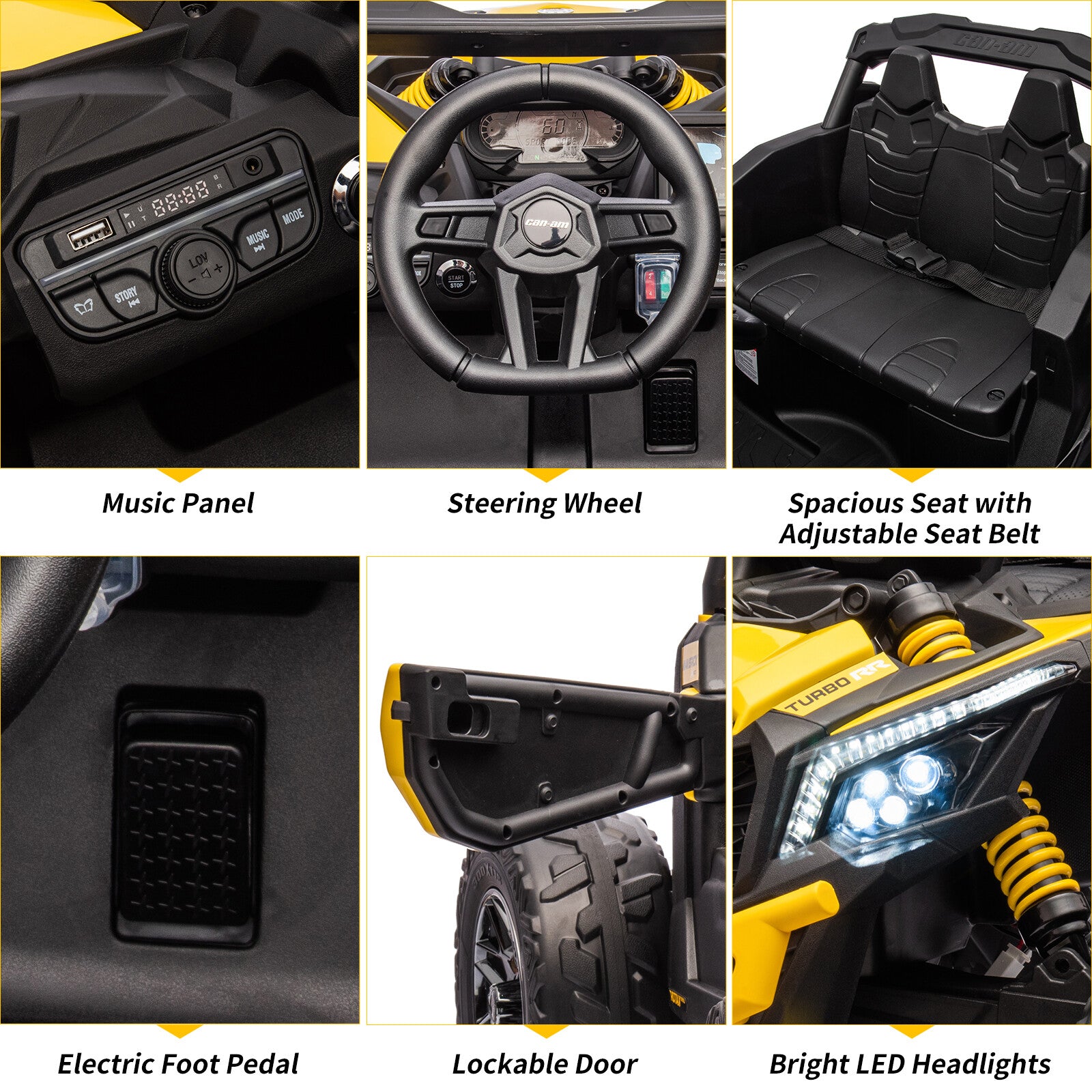 12V Licensed Can-Am Electric Off-Road UTV Ride-On Car with Remote Control and LED Lights Trend Times 6