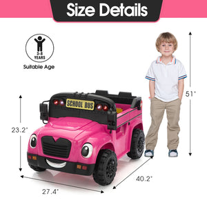 12V Kids School Bus Ride-On Toy with 1 Seat, Remote Control, LED Lights, and Power Display Trend Times 11
