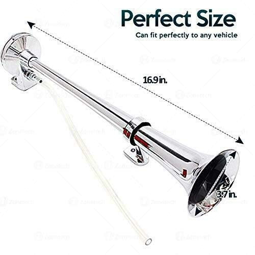12V Single Trumpet Air Horn Silver with Premium Quality Alarm and Relay Included Trend Times 3
