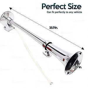 12V Single Trumpet Air Horn with Premium Silver Finish and Alarm Relay Included Trend Times 3
