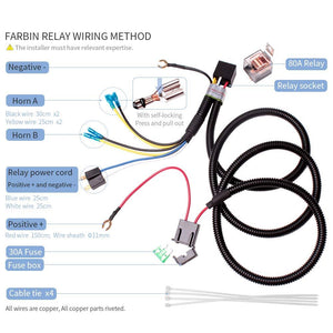 12V Supertone Car and Truck Horn Kit with Wire and Button Black High Low Tone Trend Times 7
