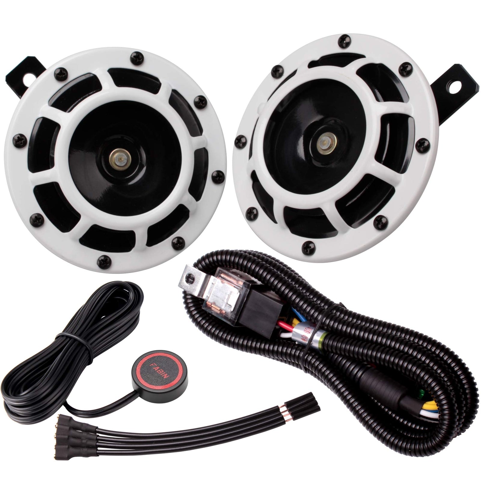 12V Supertone Horn Kit with Wire and Button High Low Tone for Car and Truck Trend Times 0
