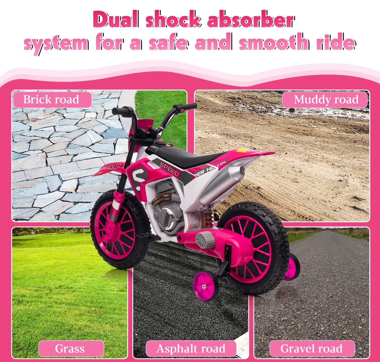 12V Electric Battery-Powered Kids Motorcycle Ride-On Toy with 2-Speed Settings Trend Times 14
