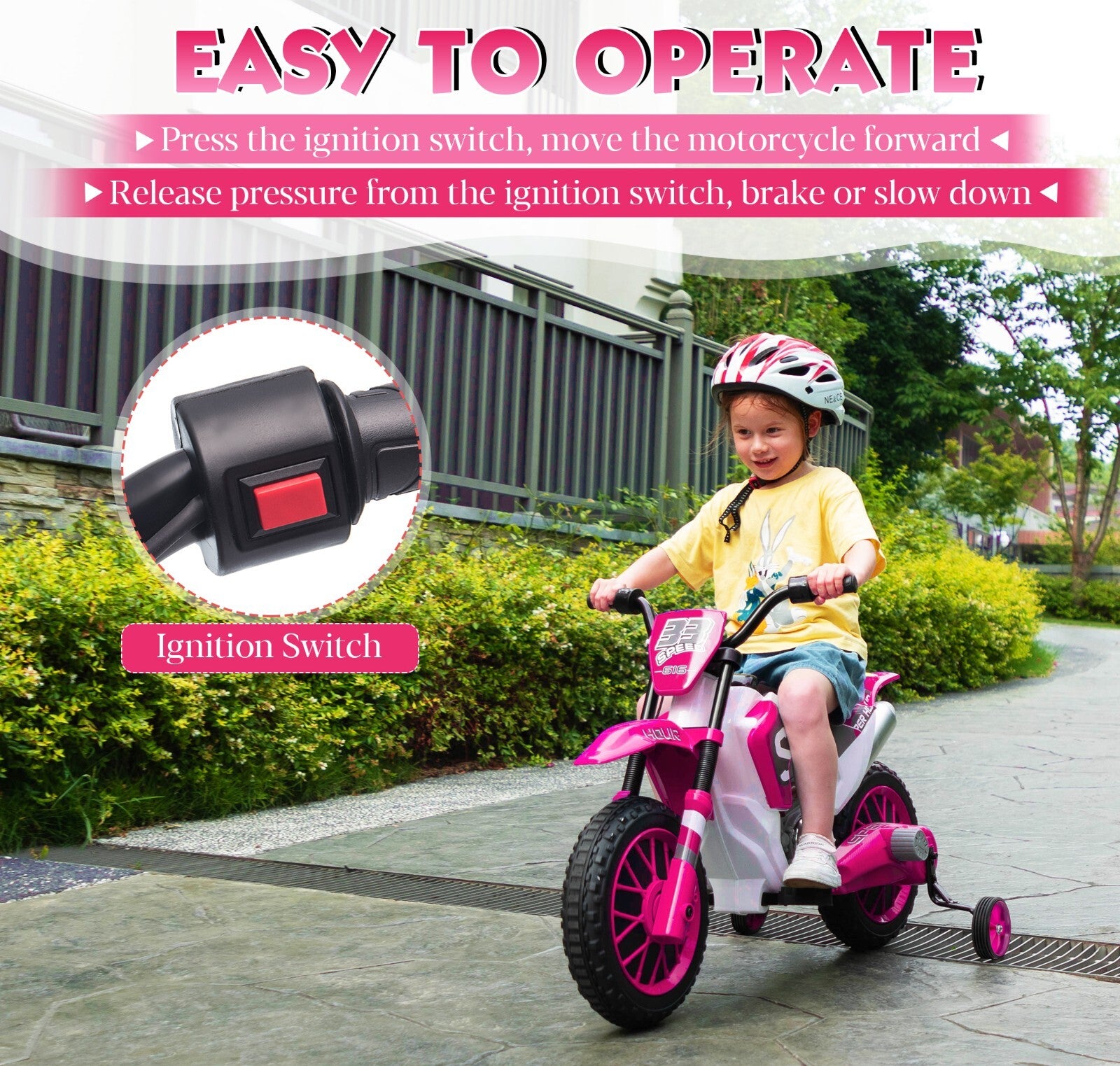 12V Electric Battery-Powered Kids Motorcycle Ride-On Toy with 2-Speed Settings Trend Times 9