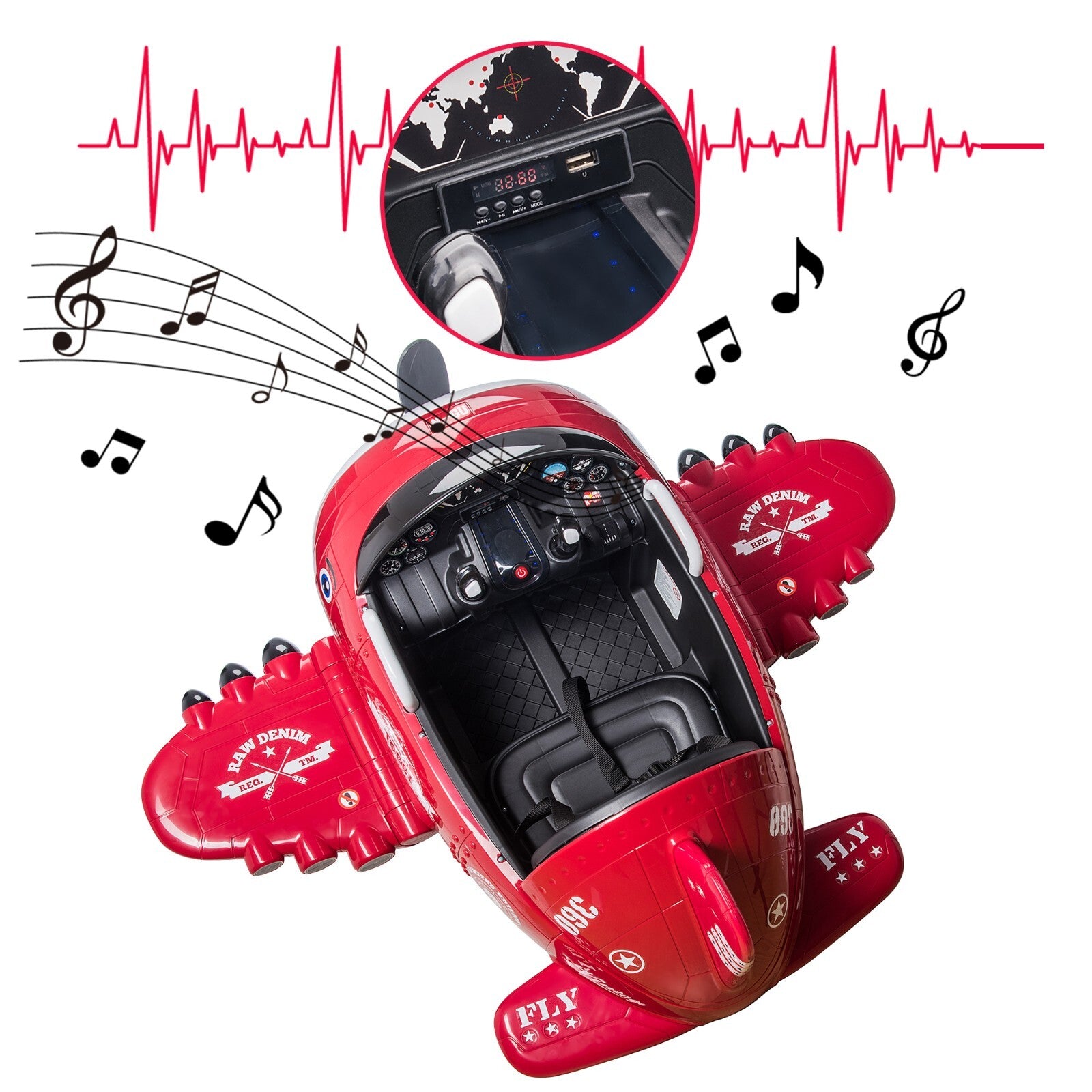 12V Electric Ride-On Airplane with RC and Realistic Sound Effects Trend Times 10