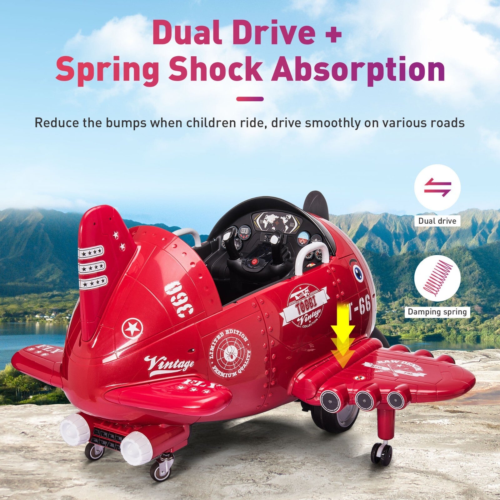12V Electric Ride-On Airplane with RC and Realistic Sound Effects Trend Times 13