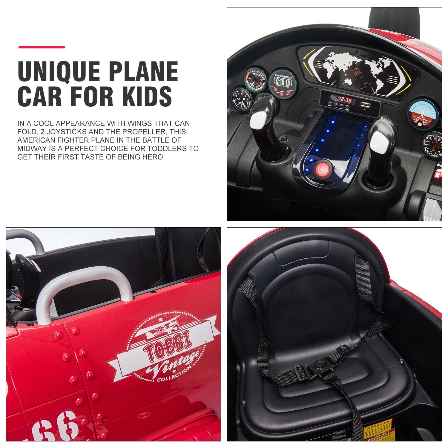 12V Electric Ride-On Airplane with RC and Realistic Sound Effects Trend Times 15