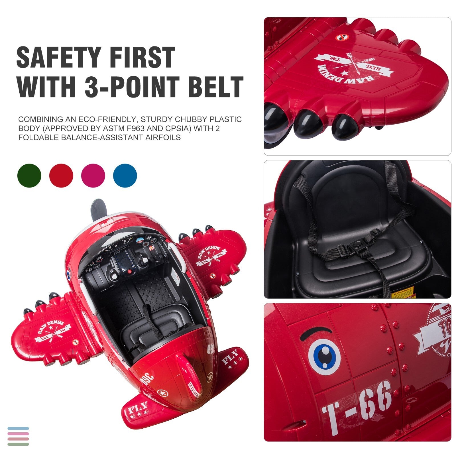 12V Electric Ride-On Airplane with RC and Realistic Sound Effects Trend Times 18