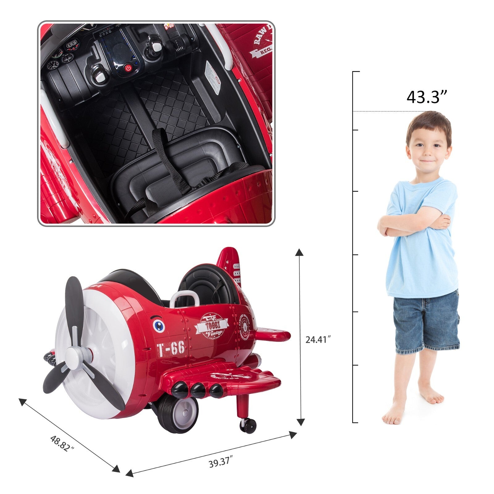 12V Electric Ride-On Airplane with RC and Realistic Sound Effects Trend Times 8