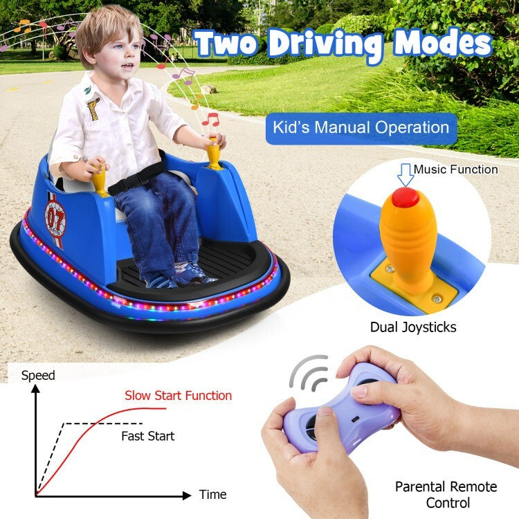 12V Toddler Electric Ride-On Bumper Car Toy with Spacious Pedal Area and Flashing Lights Trend Times 9