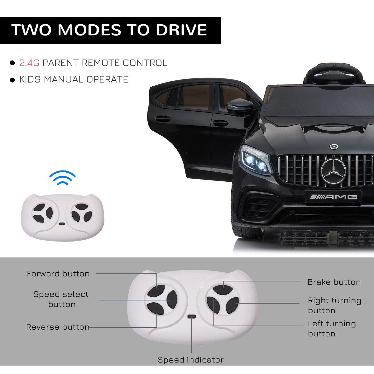 12V Electric Ride-On Car for Toddlers and Kids with Remote Control, 2 Speeds, and MP3 Player Trend Times 5