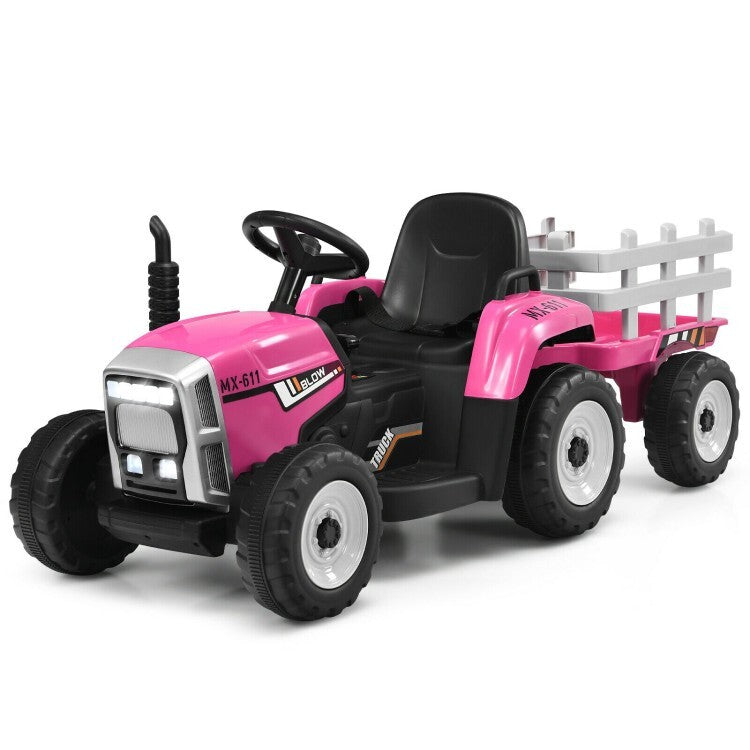 12V Toddler Ride-On Tractor with Large Trailer and 3-Gear Shift Ground Loader Toy for Kids Trend Times 2