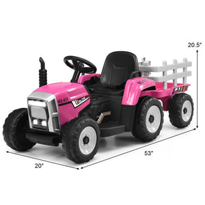 12V Toddler Ride-On Tractor with Large Trailer and 3-Gear Shift Ground Loader Toy for Kids Trend Times 3