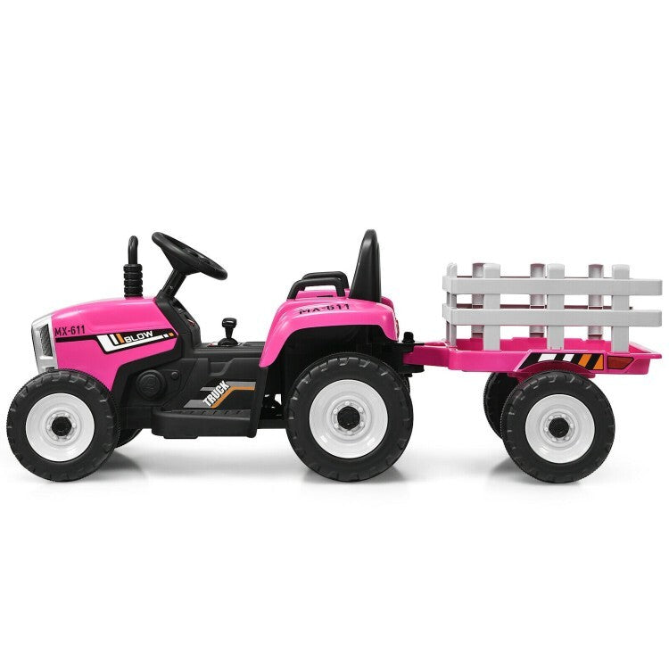 12V Toddler Ride-On Tractor with Large Trailer and 3-Gear Shift Ground Loader Toy for Kids Trend Times 5