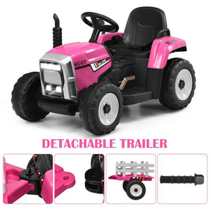 12V Toddler Ride-On Tractor with Large Trailer and 3-Gear Shift Ground Loader Toy for Kids Trend Times 7