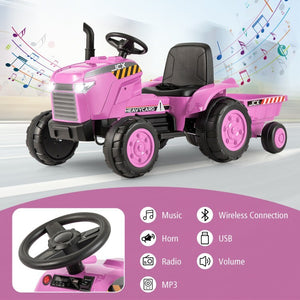12V Toddler Ride-On Tractor Toy with Remote Control and Detachable Storage Trailer Trend Times 10